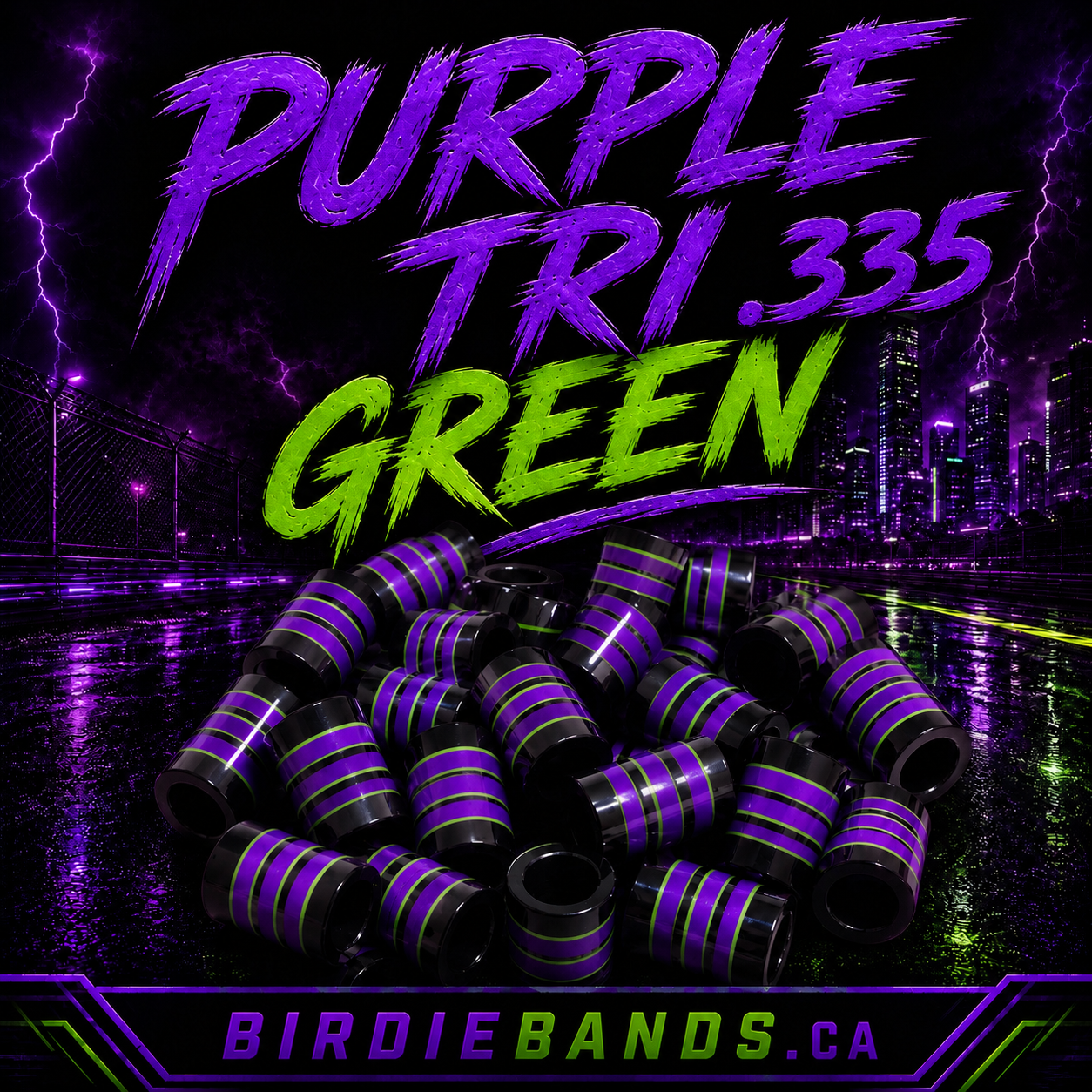 Purple Tri Green ferrules 1 inch 3pack .335