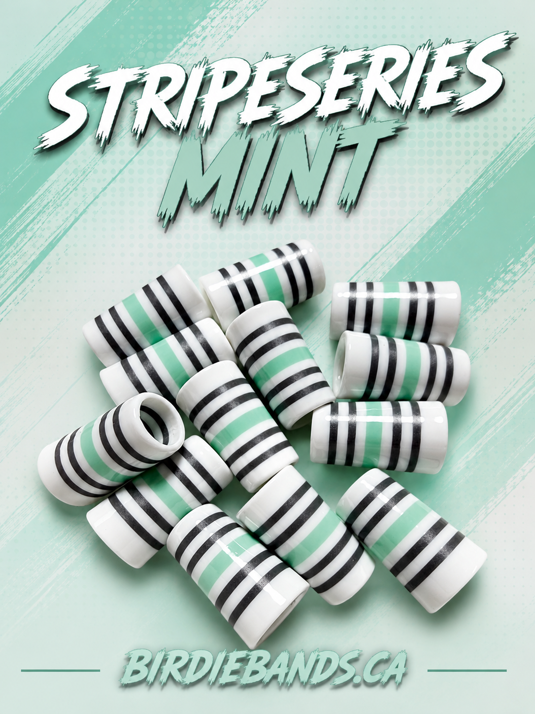 Stripe Series Mint.355 ferrules 1 inch 10pack