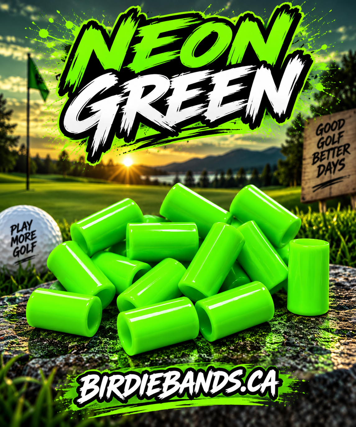 Neon Green .355 ferrules 1 inch 10pack