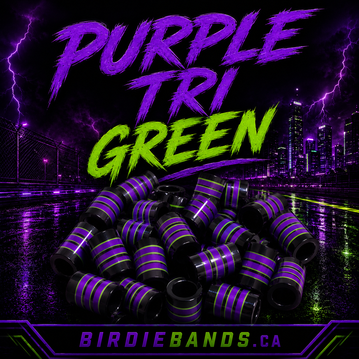 Purple Tri Green .355 ferrules 1 inch 10pack