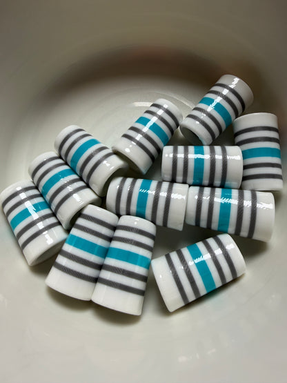 Stripe Series Cyan .355 ferrules 1 inch 10pack